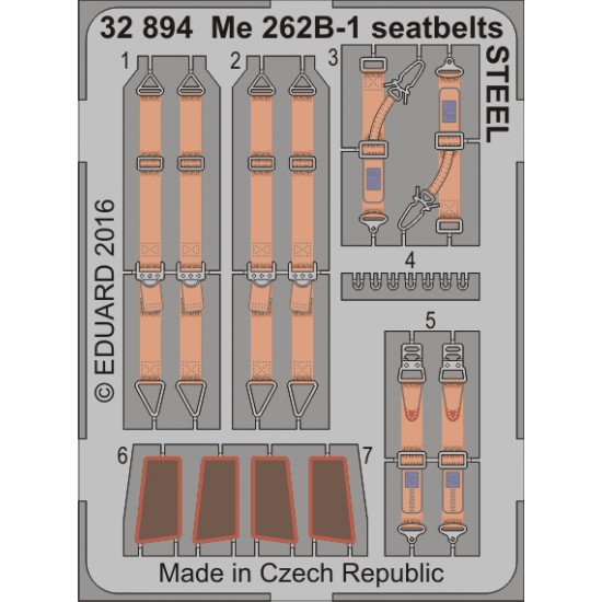 1/32 Messerschmitt Me 262B-1 Nightfighter Seatbelts for Revell #04995 (Steel, 1PE) 