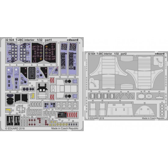 1/32 North American Aviation T-28C Interior Photo-etched Detail set for Kitty Hawk kits