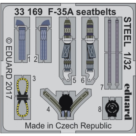 1/32 Lockheed-Martin F-35A Lightning II Seatbelts for Italeri kit (Steel, 1PE)