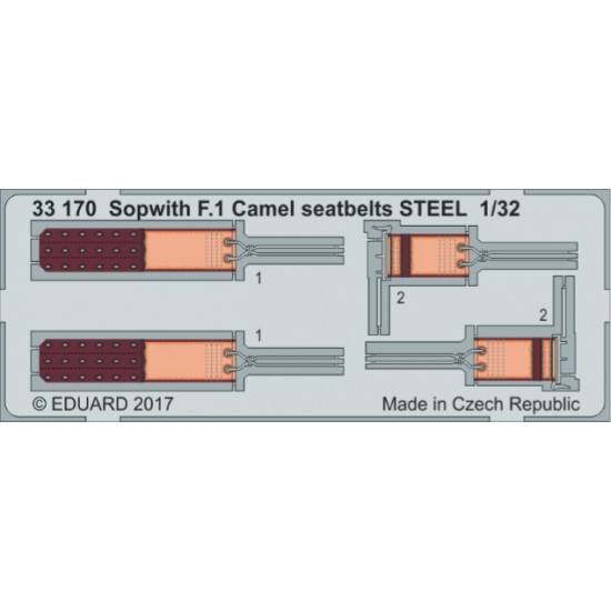 1/32 Sopwith F.1 Camel Seatbelts for Wingnut Wings kit (Steel)