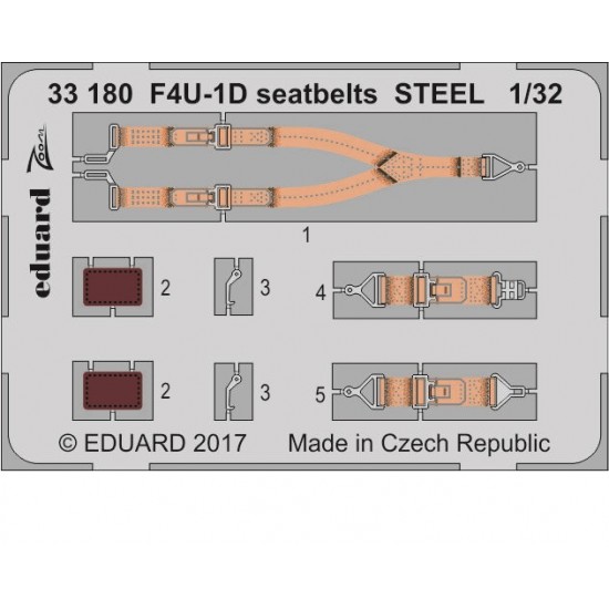 1/32 F4U-1D Seatbelts Steel Detail Set for Tamiya Models #60327