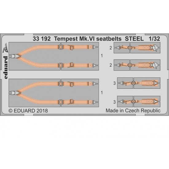 1/32 Tempest Mk.VI Seatbelts Steel Detail Set for Special Hobby kits