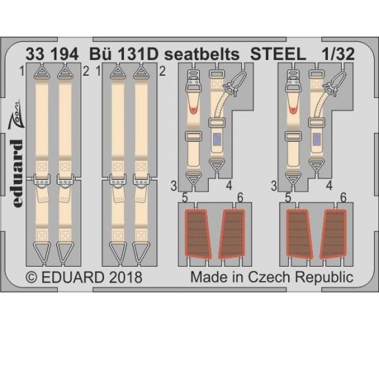 1/32 Bucker Bu 131D Seatbelts Detail Set for ICM kits