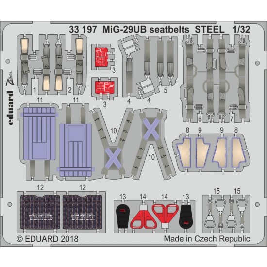 1/35 Mikoyan Mig-29UB Seatbelts Steel Detail Set for Trumpeter kits