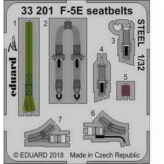 1/32 Northrop F-5E Seatbelts Steel Detail Set for Kitty Hawk kits