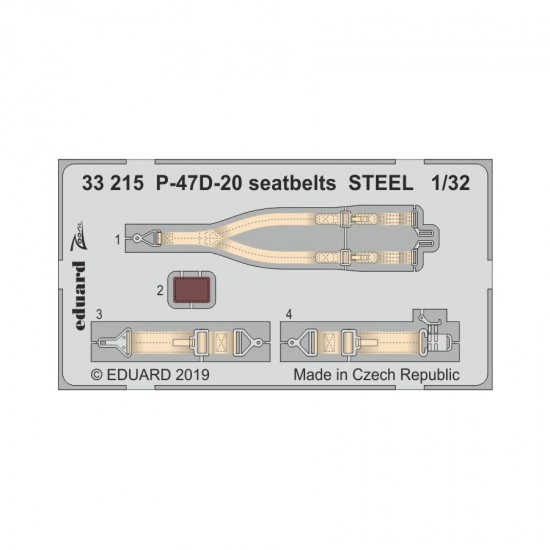 1/32 Republic P-47D-20 Seatbelts Steel Detail set for Trumpeter kits
