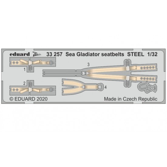 1/32 Gloster Sea Gladiator Seatbelts STEEL Detail Set for ICM kits