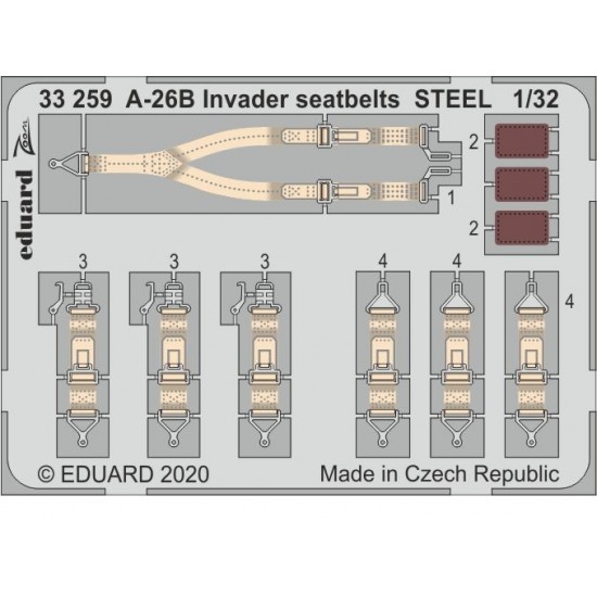 1/32 Douglas A-26B Invader Seatbelts STEEL Detail Set for HobbyBoss kits
