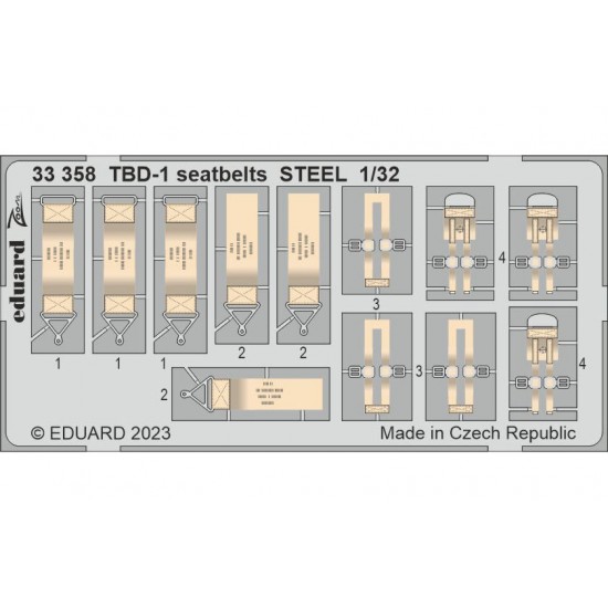 1/32 Douglas TBD-1 Devastator Seatbelts Photo-etched set for Trumpeter kits