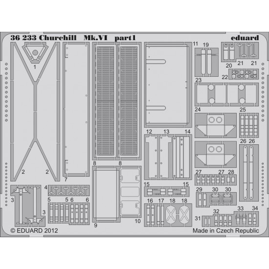 1/35 Churchill Mk.VI Photo-Etched Detail Set for AFV Club kit (2 PE Sheets)