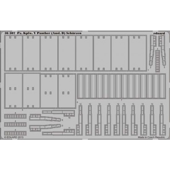 1/35 German PzKpfw.V Panther Ausf.D Schurzen Detail-up Set for Zvezda #3678 kit