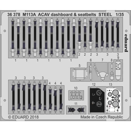1/35 M113A ACAV Dashboard & Seatbelts STEEL PE set for AFV Club kits