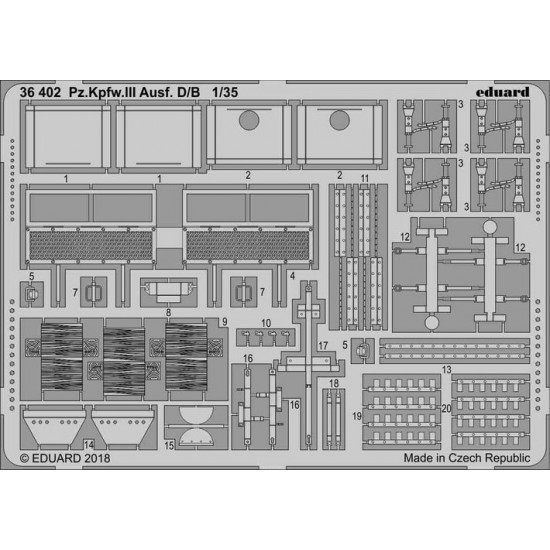 1/35 PzKpfw.III Ausf. D/B Detail Set (PE) for MiniArt kits