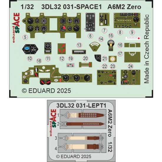 1/32 A6M2 Zero Interior 3D Decals for Tamiya kits