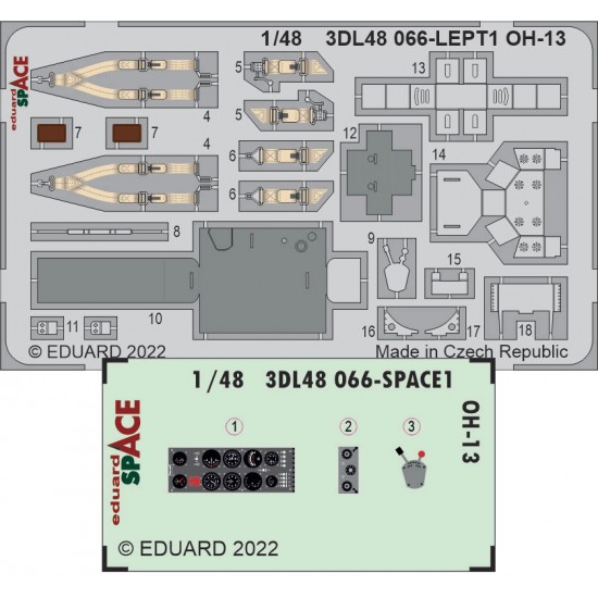 1/48 Bell OH-13 Sioux SPACE Decals & PE parts for Italeri kits