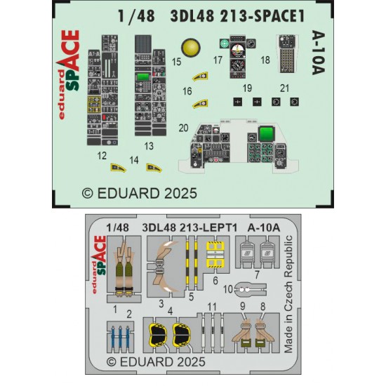1/48 A-10A Cockpit 3D Decal and PE parts for Great Wall Hobby kits