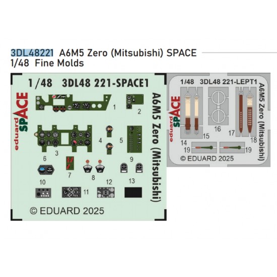 1/48 A6M5 Zero (Mitsubishi) Instrument Control Panels and Seatbelts for Fine Molds kits