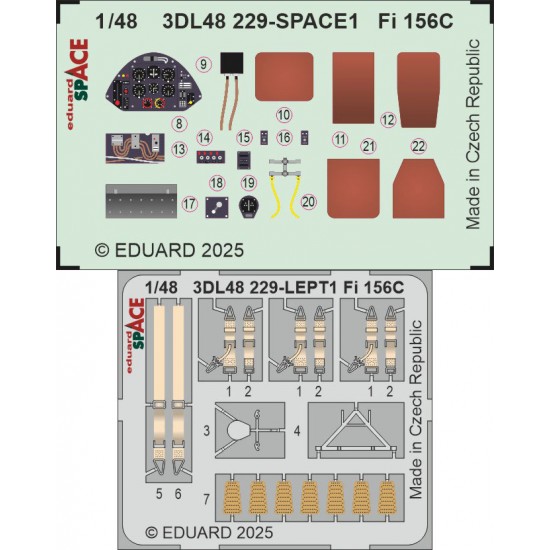 1/48 Fieseler Fi 156C Storch Interior 3D Decals for Tamiya kits
