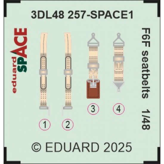 1/48 F6F Seatbelts Interior 3D Decals for Eduard kits Eduard 3DL48257