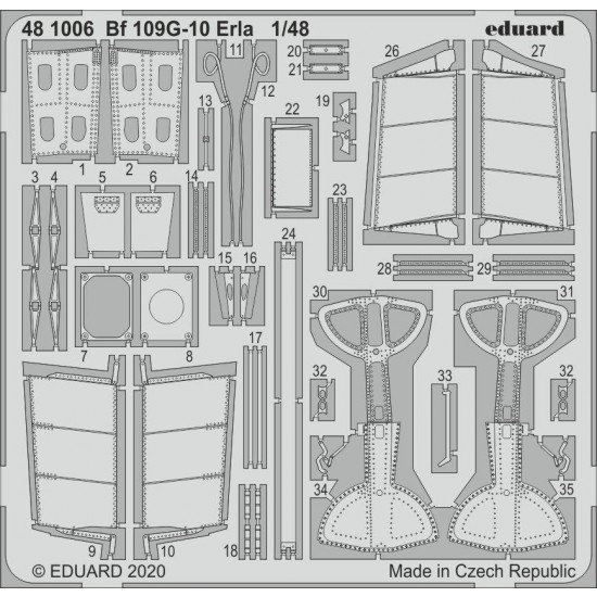 1/48 Messerschmitt Bf 109G-10 Erla Photo-etched Detail Set for Eduard kits