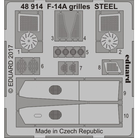 1/48 Grumman F-14A Tomcat Grills Set for Tamiya kit (Steel, 1 Photo-Etched Sheet)