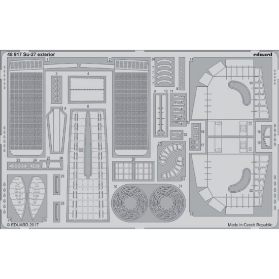 1/48 Sukhoi Su-27 Flanker B Exterior Detail Set for Hobby Boss kit (1 Photo-Etched Sheet) 