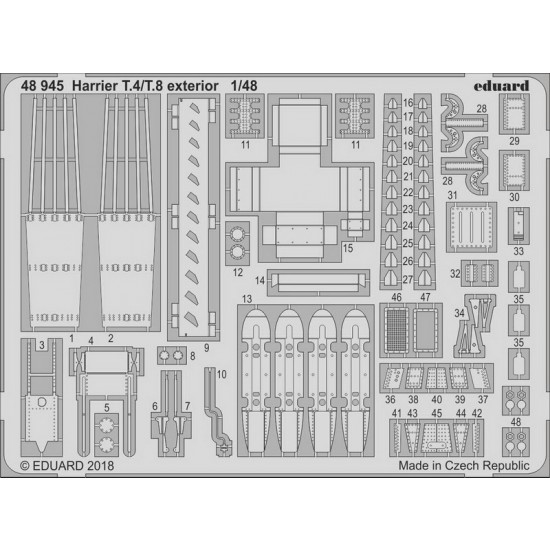1/48 Harrier T.4/T.8 Exterior Photo-etched Set for Kinetic kits