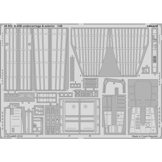 1/48 Douglas A-26B Undercarriage & Exterior Photo-etched Detail set for Revell kits