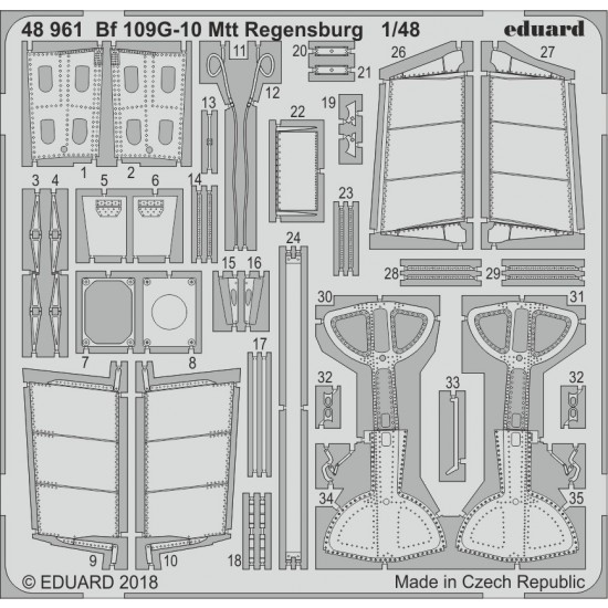 1/48 Messerschmitt Bf 109G-10 Mtt Regensburg Detail-up Set for Eduard kits