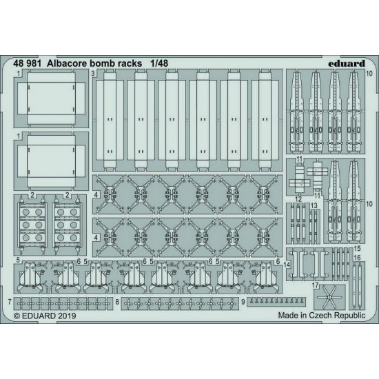 1/48 Albacore Bomb Racks Photo-etched Detail Parts for Trumpeter kits