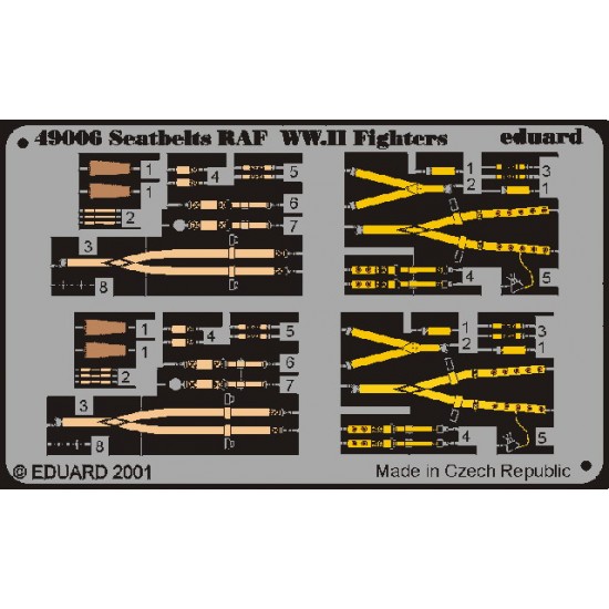 Colour Photoetch for 1/48 WWII RAF Seatbelts