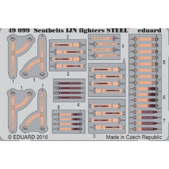 1/48 IJN Fighters Seatbelts (Steel, 1 Photo-Etched Sheet)