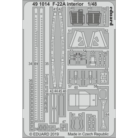 1/48 Lockheed Martin F-22A Raptor Interior Detail Parts (PE) for Hasegawa kits