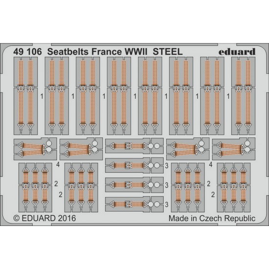 1/48 WWII France Seatbelts (Steel, 1 Photo-Etched Sheet)