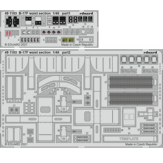 1/48 Boeing B-17F Flying Fortress Waist Section Photo-etched set for HK Model kits