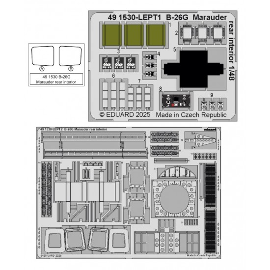 1/48 B-26G Marauder Rear Interior Photo-etched set for ICM kits