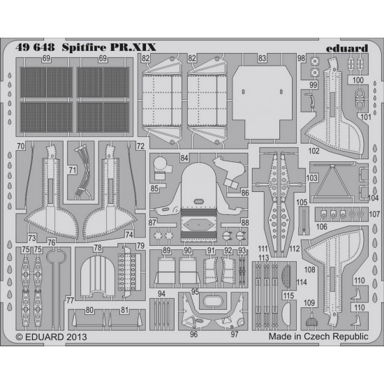 1/48 Supermarine Spitfire PR.XIX Photo-Etched Detail Set for Airfix kit (2 PE Sheets)