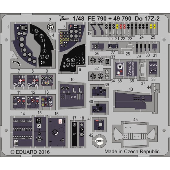1/48 Dornier Do 17Z-2 Detail Set for ICM kit #48244 (2 Photo-Etched Sheets)