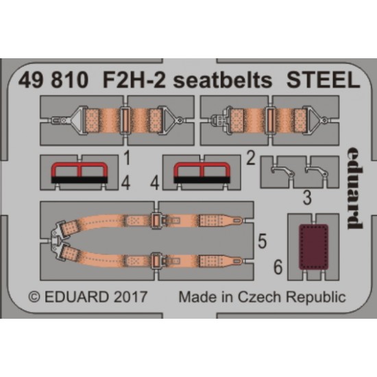 1/48 McDonnell F2H-2 Seatbelts for Kitty Hawk kit (Steel, 1 Photo-Etched Sheet)