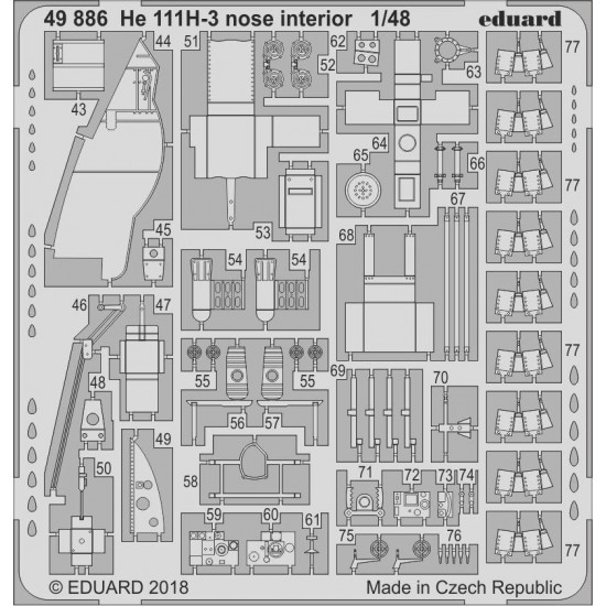 1/48 He 111H-3 Nose Interior PE set for ICM kits