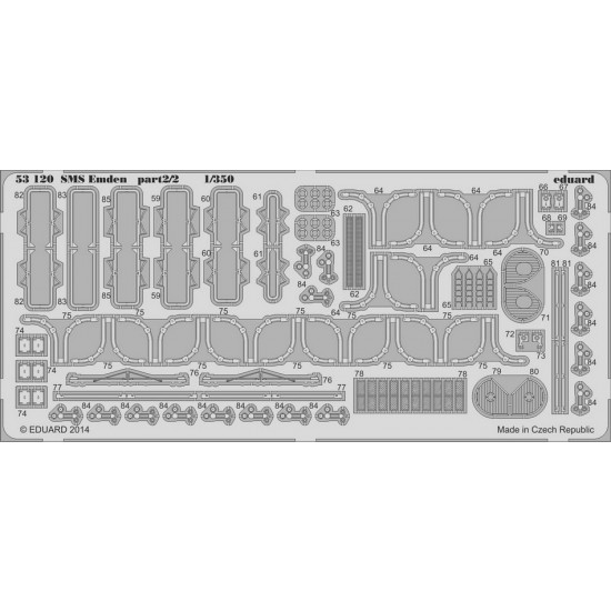 1/350 WWI German SMS Dresden & SMS Emden Photo-etched Detail set Part 2 (2 sheets)