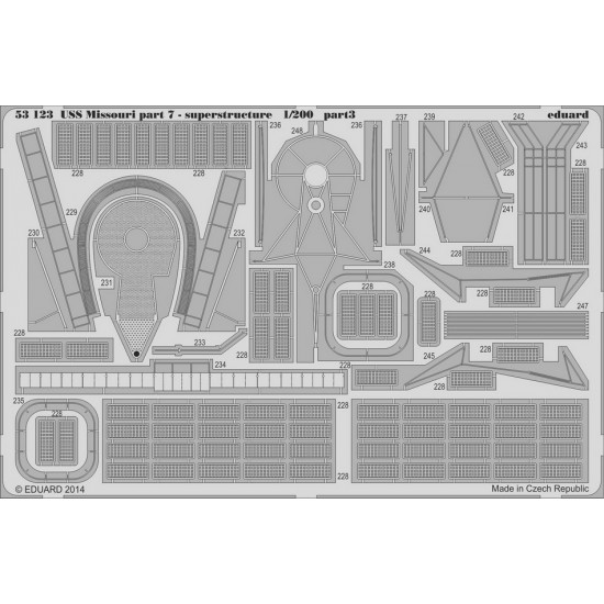 1/200 USS Missouri Part 7 - Superstructure for Trumpeter kit (3 PE Sheets)