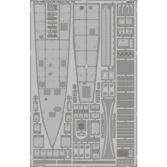 1/48 DKM Type VII-C U-552 U-Boat Detail Set Part.1 for Trumpeter (1 Photo-Etched Sheet)