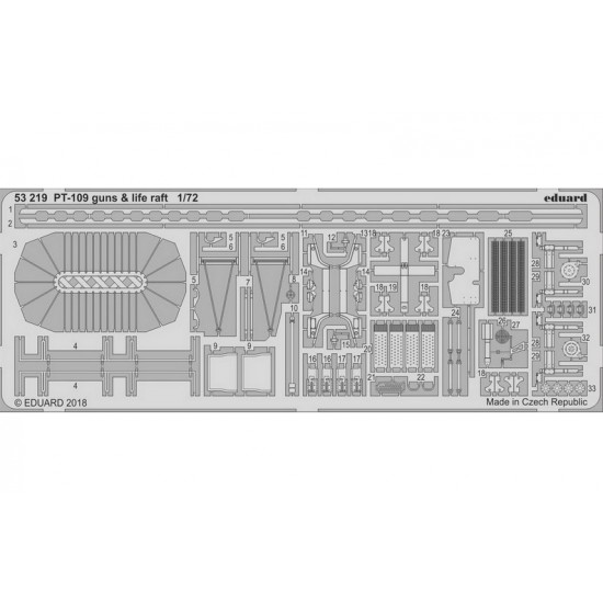 1/72 Pt-109 Guns & Life Raft Detail Set for Revell kits