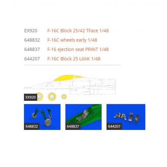 1/48 F-16C Fighting Falcon Block 25 Detail Parts for Kinetic kits