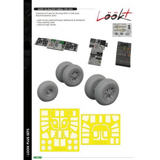 1/48 Westland Sea King HAS.1 Resin Detail Parts, Masks, Dashboards & Seatbelts for Airfix