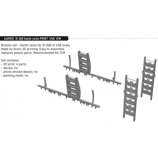 1/48 B-26B Marauder Bomb Racks for ICM kits