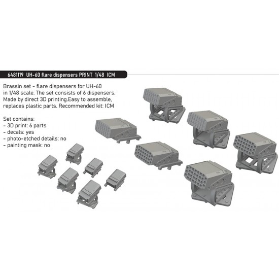 1/48 UH-60 Black Hawk Flare Dispensers for ICM kits