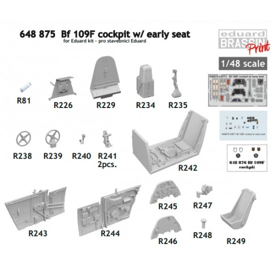 1/48 Messerschmitt Bf 109F Cockpit w/Early Seat for Eduard kits