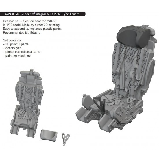 1/72 MiG-21 Fishbed Seat with Integral Belts for Eduard kits